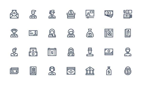 Account Icon Collection with 28 Bold Line Designs Icon Pack for UI vector
