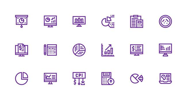 18 Icons for Financial Data in Strong Stroke Line Format Essential Icon Collection vector