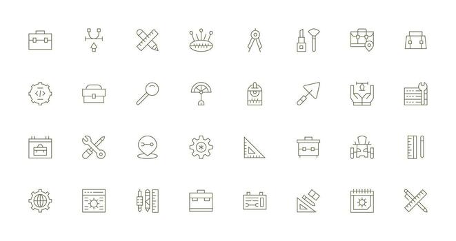 herramientas icono conjunto con 32 Delgado línea gráficos aplicación icono paquete vector