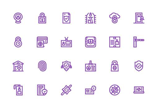 24 grueso línea línea diseños para acceso controlar íconos completar icono conjunto para móvil aplicaciones vector