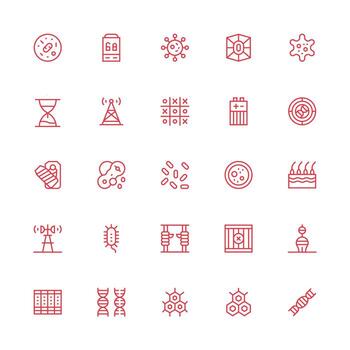 Cell Design Icons featuring 25 in Medium Stroke Outline Style Multi-Purpose Icon Set vector