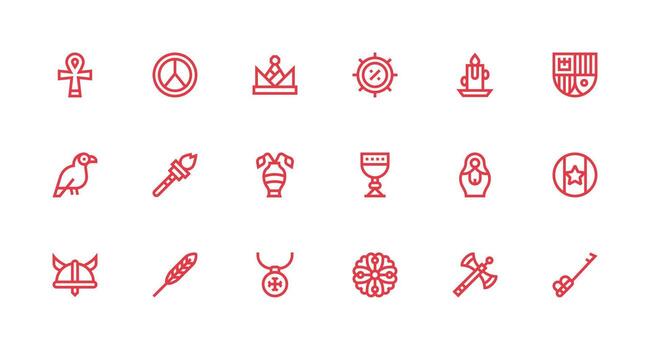 Symbolism Icon Set with 18 Strong Stroke Line Graphics Flat Icon Set vector