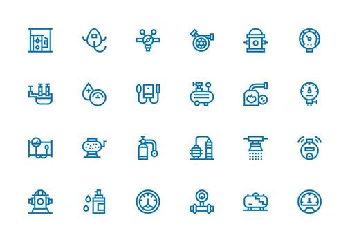 Pressure Icon Set with 24 Thick Line Line Graphics Interface Icon Collection vector