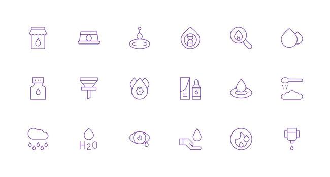 Droplet Icon Collection with 18 Minimal Line Designs Theme-Based Icon Pack vector