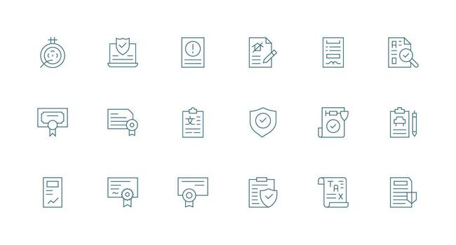 Compliance featuring 18 Icons in Minimal Line Design Interface Icon Collection for Daily Projects vector