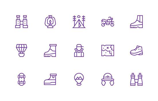 Regular Line Icons from Adventure Set with 15 Vectors Display Icon Pack
