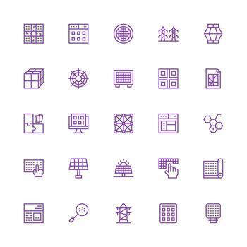 Grid Icon Collection with 25 Medium Stroke Outline Designs Neutral Style Icons for Any Project vector