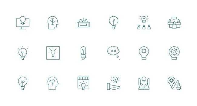 Minimal Line Icons from Brainstorming Set with 18 Vectors Scalable Icons for Cross-Platform Interfaces