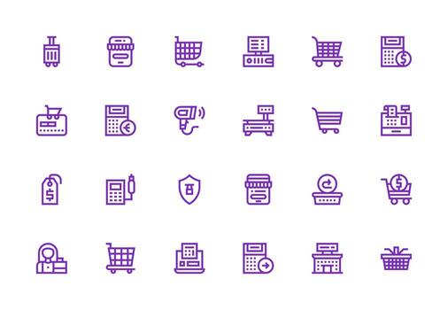 Checkout featuring 24 Icons in Thick Line Line Design Fully Editable Icon Set for Web vector