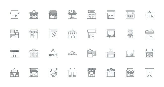 Thin Line Icons from Storefront Set with 32 Vectors Scalable Icon Pack