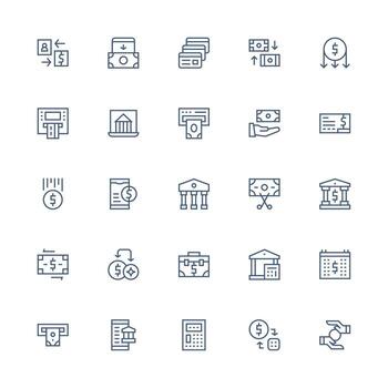 Withdrawal featuring 25 Icons in Medium Stroke Outline Design Scalable Icons for All Themes vector