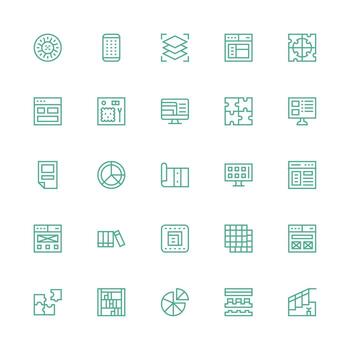 25 medio carrera contorno estilo íconos desde secciones colección rápido acceso íconos para ui desarrollo vector