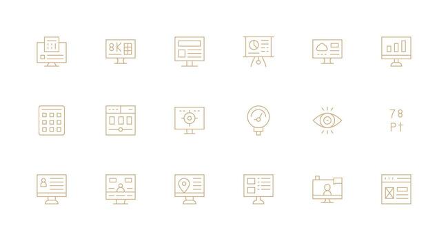 18 Minimal Line Style Icons from Data Display Collection Universal Icon Pack vector