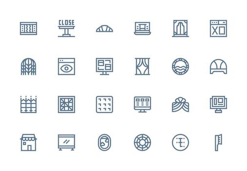 Window Visual Pack containing 24 Thick Line Line Icons Clean Icon Collection for Web Use vector