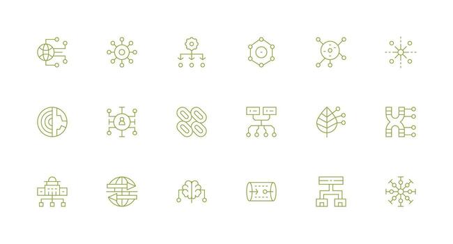 18 Icons for Dataflow in Minimal Line Format Scalable Icons for Cross-Platform Interfaces vector
