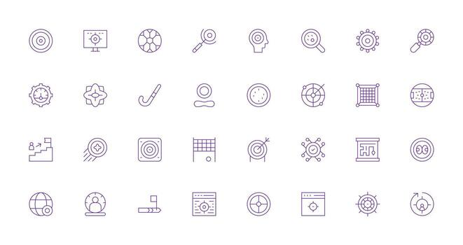 Goal Visual Pack containing 32 Thin Line Icons Balanced Icon Set for Functional Design vector