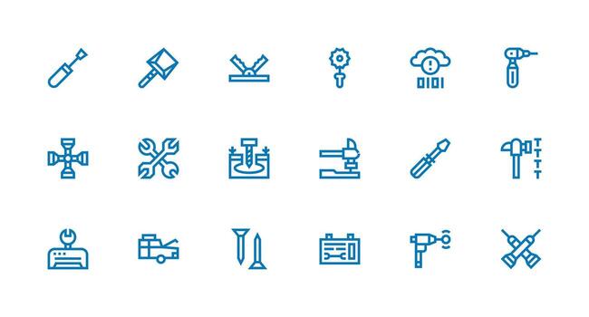 Strong Stroke Line Icons from Fixing Set with 18 Vectors Simple Icons for Interface and Wireframes