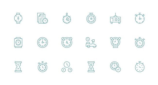 Timing Icon Collection with 18 Minimal Line Designs Icon Set vector