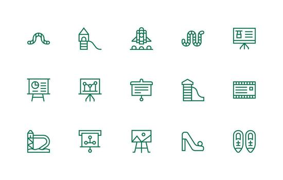 15 Regular Line Style Icons from Slide Collection Reusable Icon Set vector