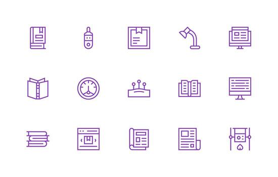 Reading featuring 15 Icons in Regular Line Design UI-Ready Icon Collection vector