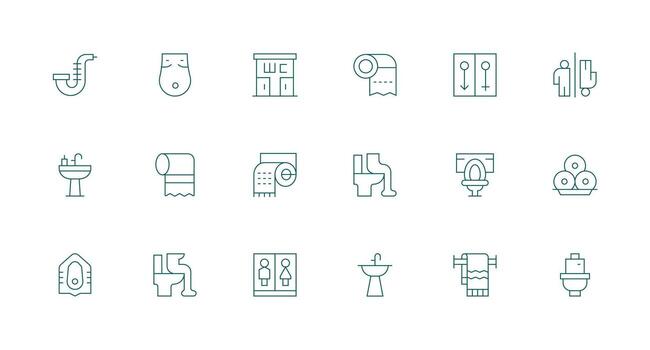 Minimal Line Icons from Toilet Set with 18 Vectors Icons Built for Visual Consistency Pack