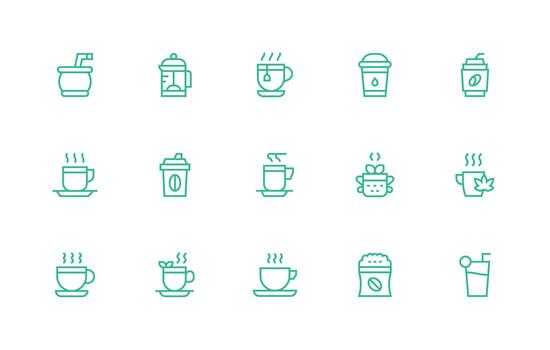 regular línea íconos desde caliente bebida conjunto con 15 vectores icono conjunto