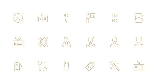 18 Minimal Line Icons for Identification Graphics Functional Icon Series vector