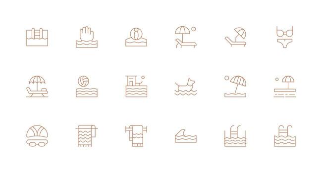 mínimo línea íconos desde junto a la piscina conjunto con 18 vectores listo para la interfaz de usuario icono colección