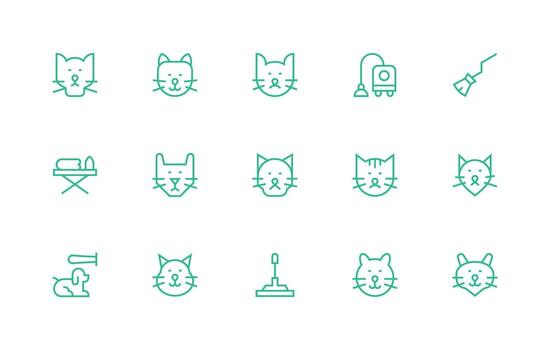 15 Domestic Icons in Regular Line Aesthetic Clean Icon Set Icon Pack for UI Projects vector