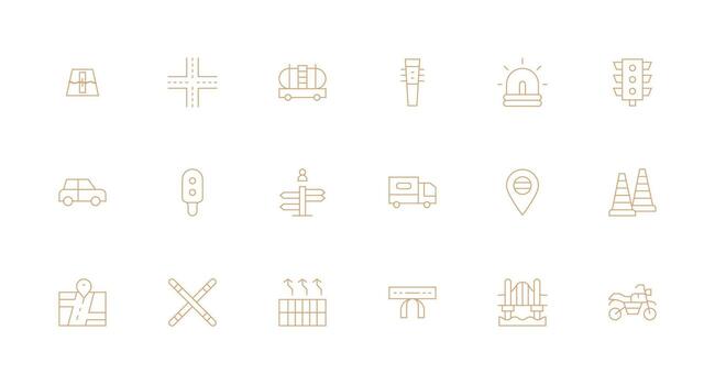 Minimal Line Icons from Road Set with 18 Vectors Reusable Icon Set