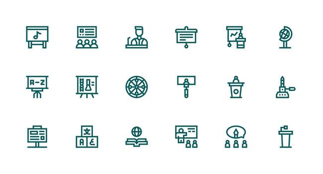 Teaching featuring 18 Icons in Strong Stroke Line Design User Interface Icons for Digital Products vector