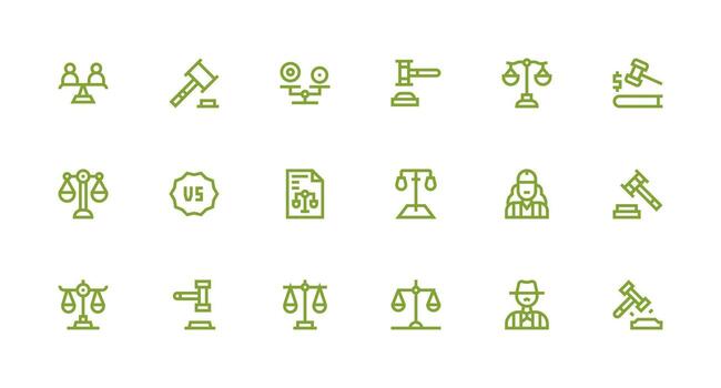 18 Strong Stroke Line Icons for Judgement Graphics High-Resolution Icons for Any Platform vector