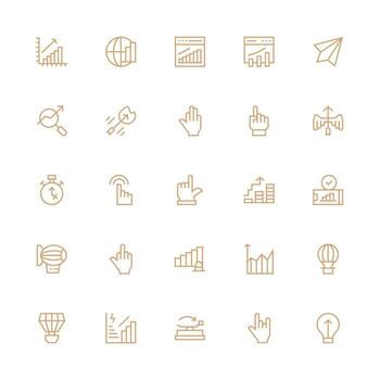 25 Icons for Upward in Medium Stroke Outline Format Web and App Icon Pack Collection vector