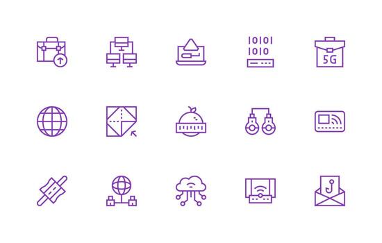 Regular Line Icons from Data Transfer Set with 15 Vectors Standard Icon Pack