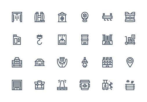 Thick Line Line Icons from Warehouse Set with 24 Vectors All Device Compatible Icon Set
