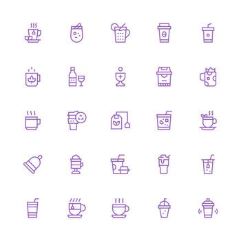 Cup featuring 25 Icons in Medium Stroke Outline Design Well-Structured Icons for Creative Use vector