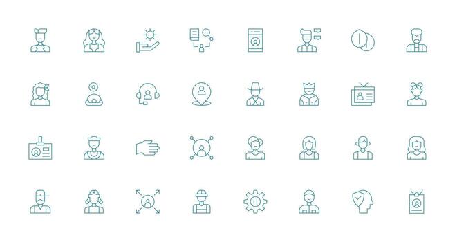 User Visual Pack containing 32 Thin Line Icons Essential Icons for Rapid UI Building vector