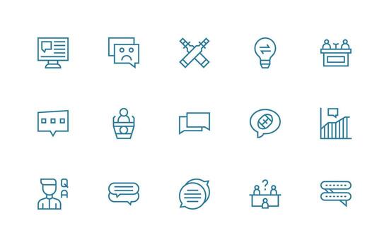 Discussion including 15 Regular Line Illustrations Modern Icon Set vector