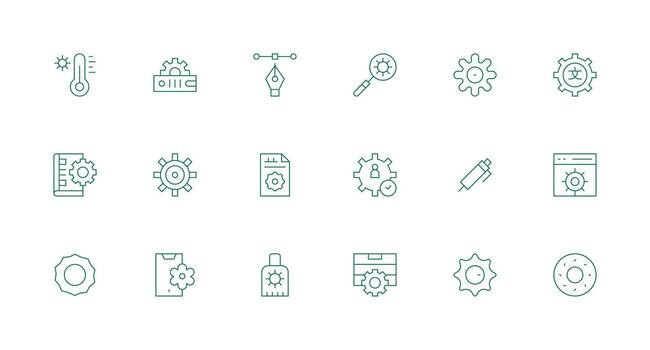 18 Icons for Customize in Minimal Line Format Sharp Icons for Presentations vector