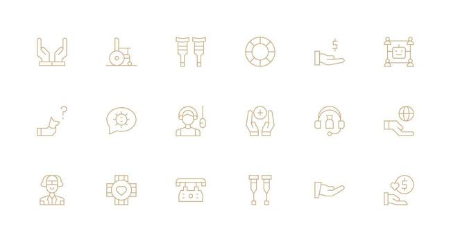 18 Minimal Line Icons for Assistance Graphics Web and App Icon Pack Collection vector