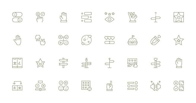 Thin Line Style Choice Icons with 32 Vectors Pixel Perfect Icons for Modern Apps