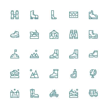 Medium Stroke Outline Style Terrain Icons with 25 Vectors Simple Icons for Interface and Wireframes