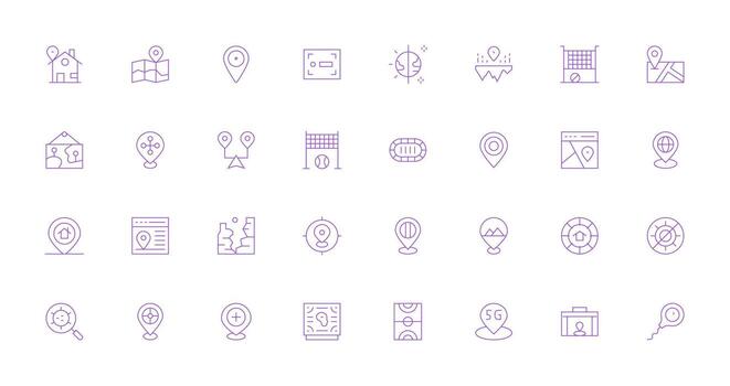 Thin Line Style Area Icons with 32 Vectors Complete Icon Bundle for Web Design