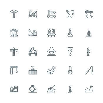 25 Medium Stroke Outline Vectors for Crane Theme Flexible Icon System for Web Interfaces
