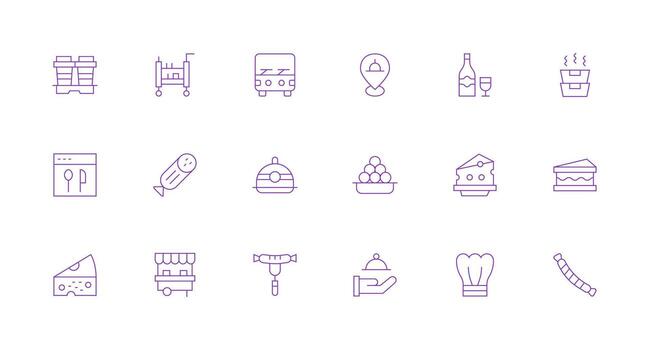 18 Icons for Catering in Minimal Line Format Compact Icon Set vector