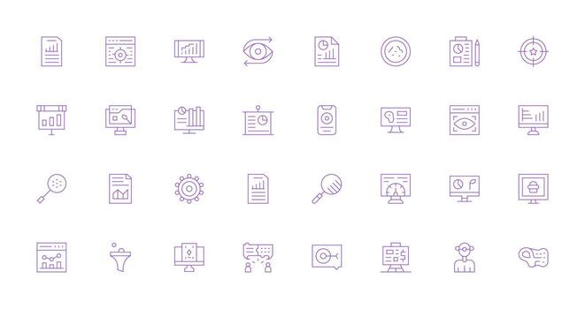 Visualization Visual Pack containing 32 Thin Line Icons Design Icon Pack vector