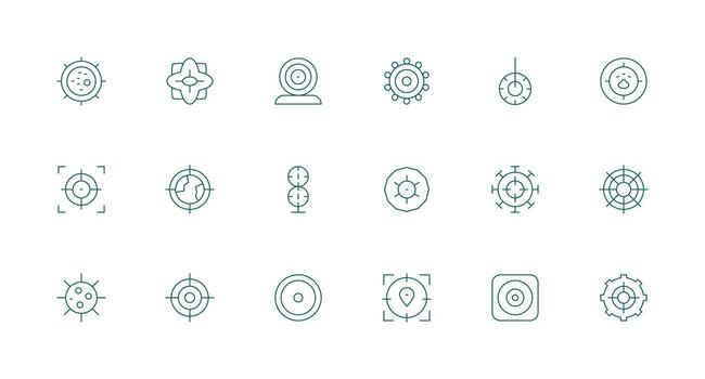 Scope Icon Collection with 18 Minimal Line Designs Flat Icon Set vector