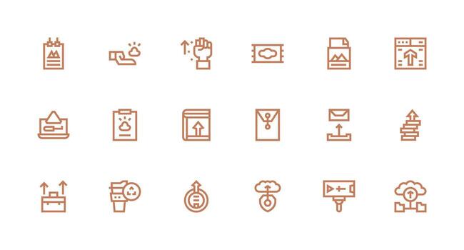18 Strong Stroke Line Vectors for File Upload Theme Neat Icon Set