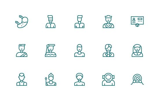 15 Regular Line Designs for Human Icons Clean Icon Collection for Web Use vector