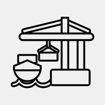Icon sea port. Export import elements. Icon in line style. vector